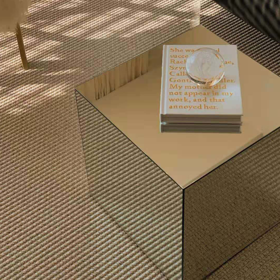 Minimalist Acrylic Mirror Cube End Table