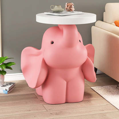 Fir Board Elephant Resin Side Table — Pink