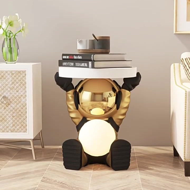 Fir Board Elephant Resin Side Table