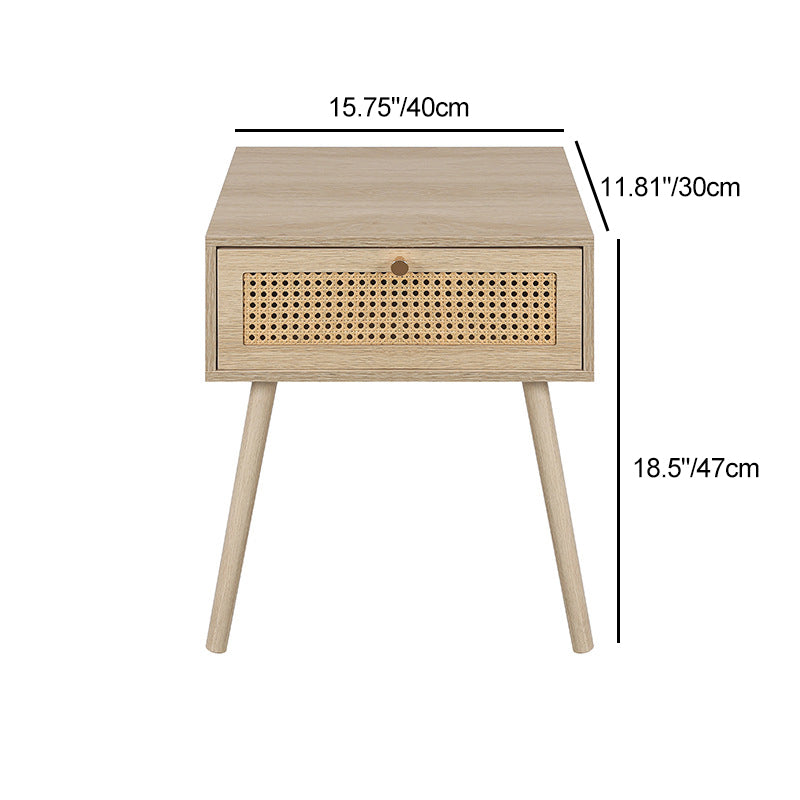 Contemporary Solid Wood Drawer Nightstand
