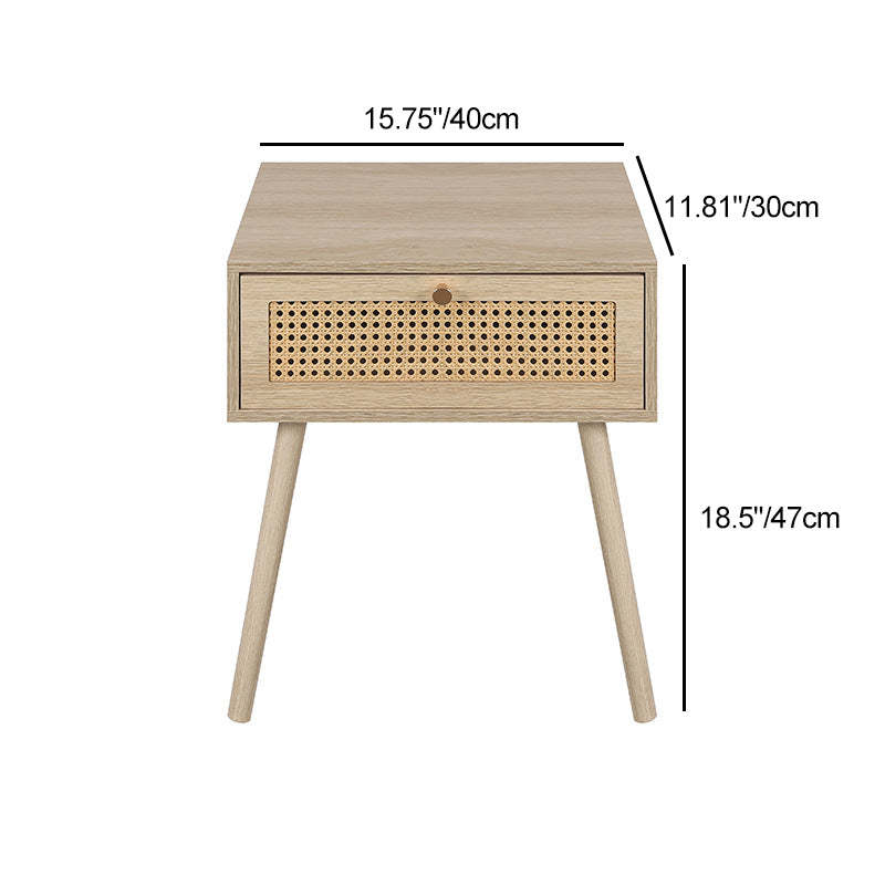 Contemporary Solid Wood Drawer Nightstand