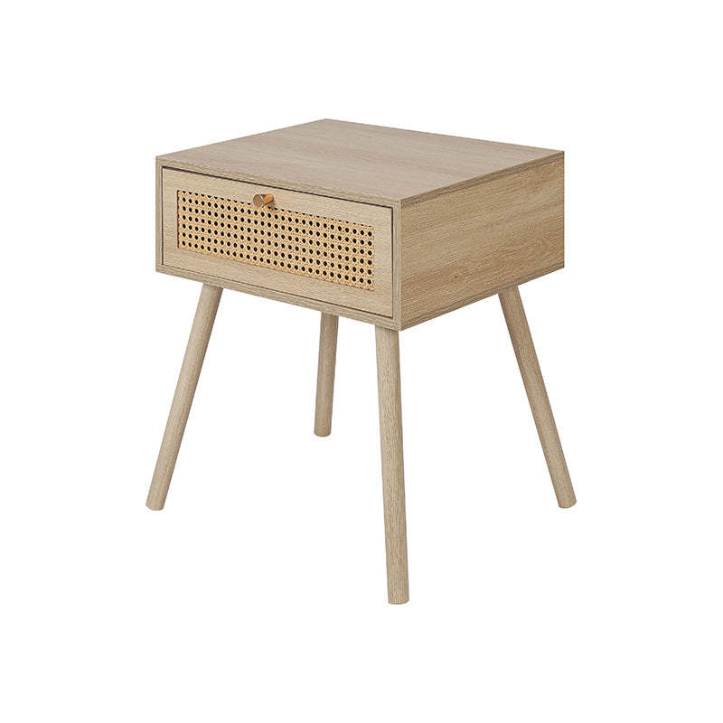 Contemporary Solid Wood Drawer Nightstand — Wood Color
