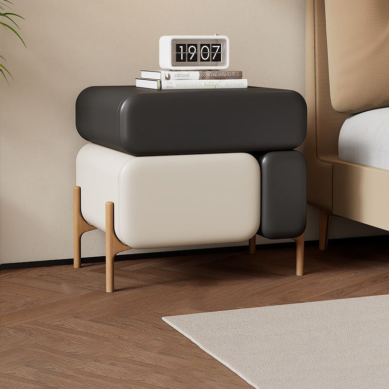 Nordic Microfiber Leather Wood 3-Drawer Nightstand