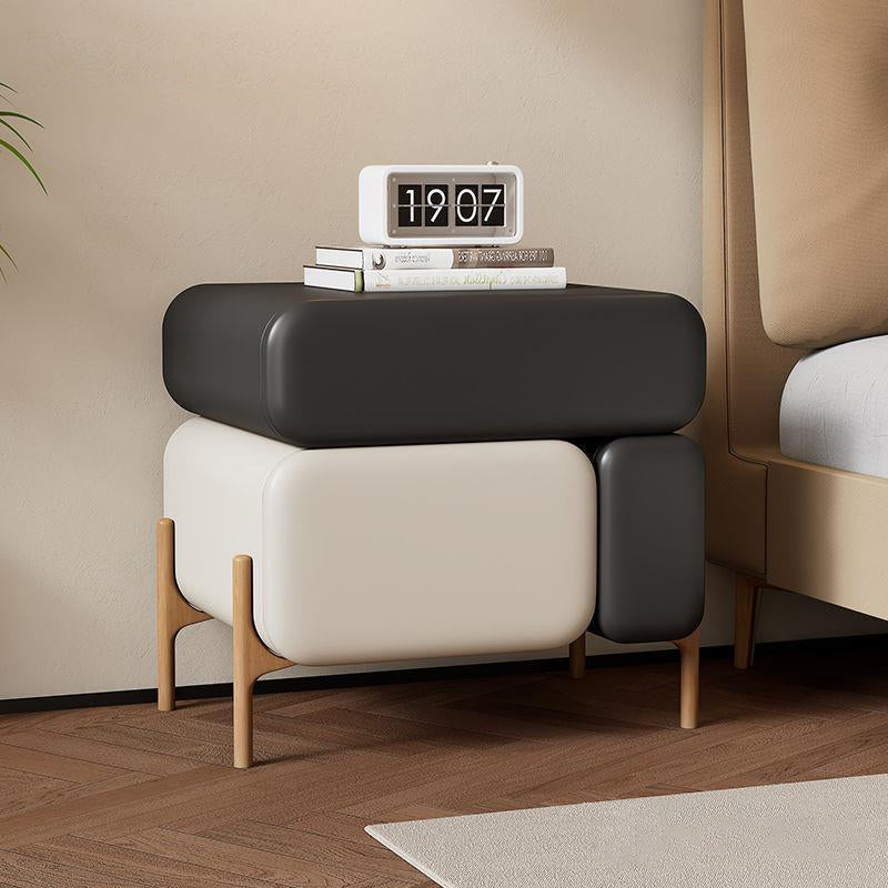 Nordic Microfiber Leather Wood 3-Drawer Nightstand