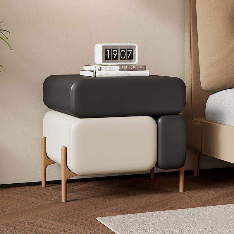 Nordic Microfiber Leather Wood 3-Drawer Nightstand