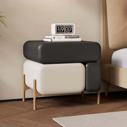 Nordic Microfiber Leather Wood 3-Drawer Nightstand