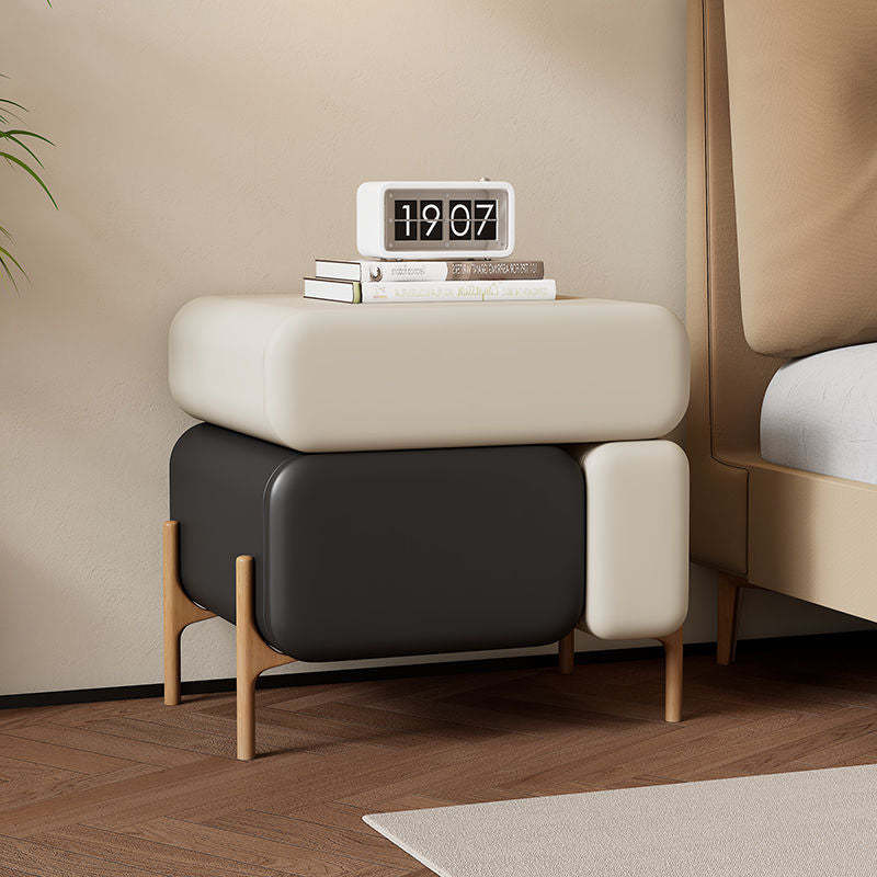 Nordic Microfiber Leather Wood 3-Drawer Nightstand