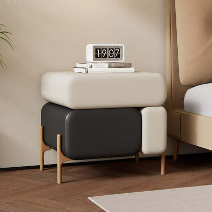 Nordic Microfiber Leather Wood 3-Drawer Nightstand