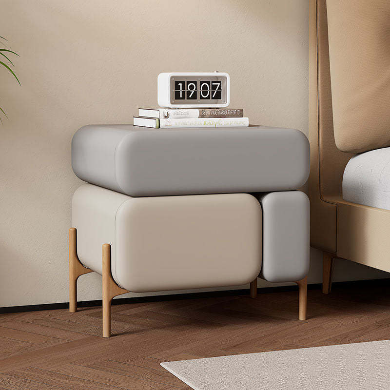 Nordic Microfiber Leather Wood 3-Drawer Nightstand
