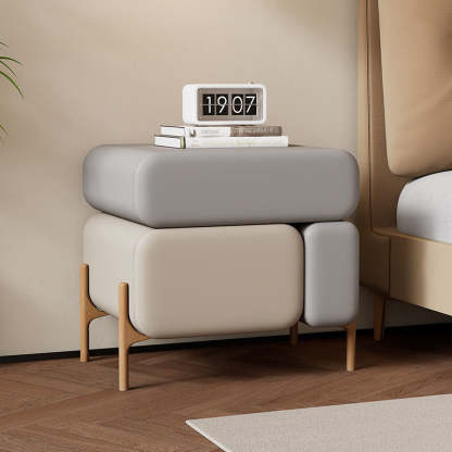 Nordic Microfiber Leather Wood 3-Drawer Nightstand