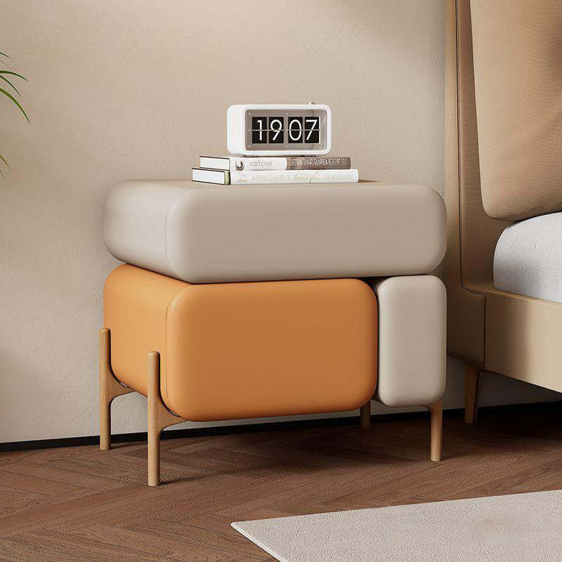 Nordic Microfiber Leather Wood 3-Drawer Nightstand