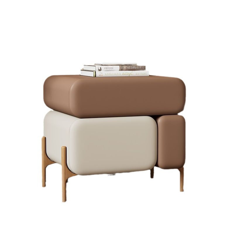 Nordic Microfiber Leather Wood 3-Drawer Nightstand