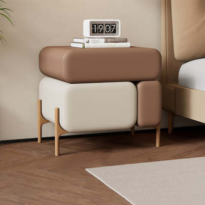 Nordic Microfiber Leather Wood 3-Drawer Nightstand — Light Green + Dark Gray Bottom
