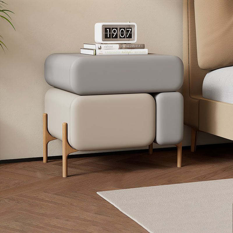 Nordic Microfiber Leather Wood 3-Drawer Nightstand