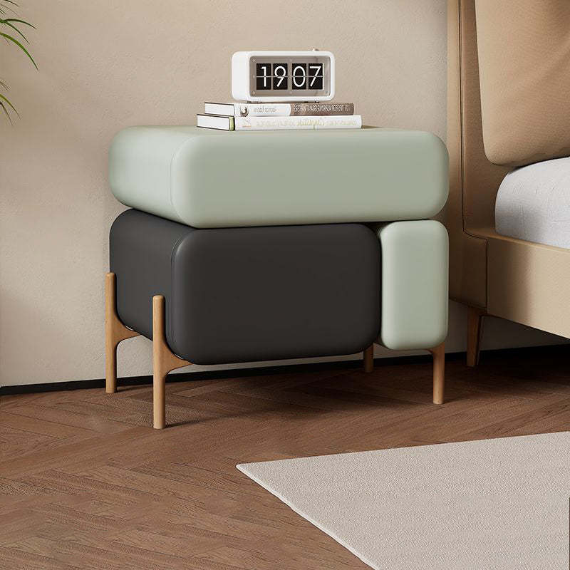 Wood leather microfiber 3-drawer nightstands - nordic — Light Green / Gray