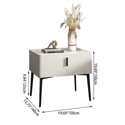 Scandinavian Sintered Stone Leather Drawer Nightstand — Dark Gray