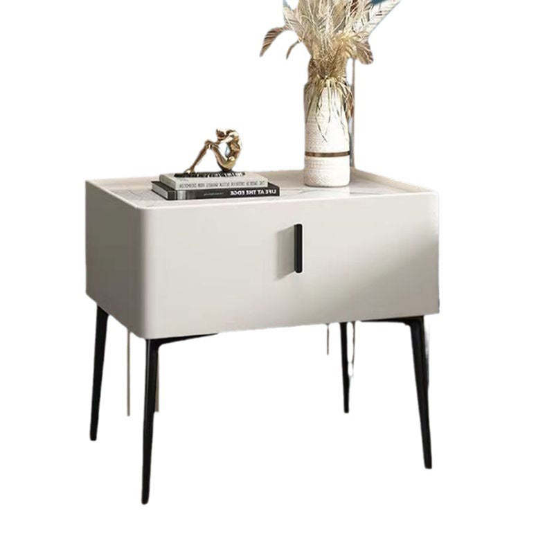 Scandinavian Sintered Stone Leather Drawer Nightstand