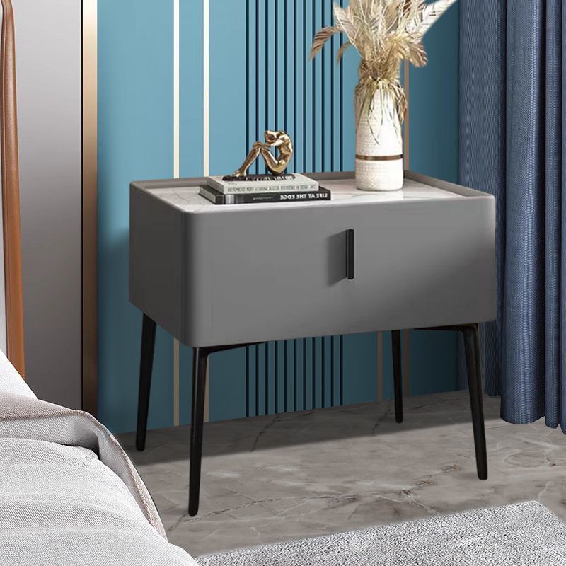 Lighom nordic drawer sintered leather nightstands — Dark Gray