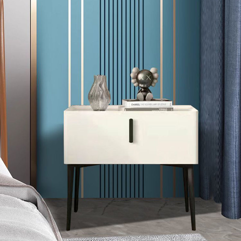 Scandinavian Sintered Stone Leather Drawer Nightstand