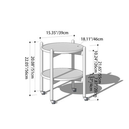 Japanese Round Wood Rolling 2-Tier End Table