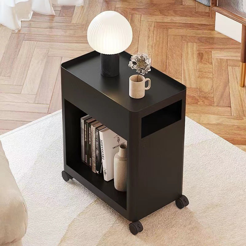 Nordic Iron 2-Tier Rectangular End Table with Casters