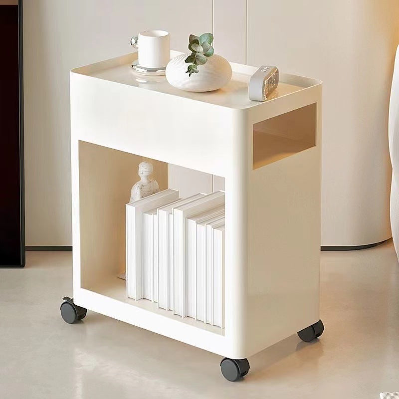 Nordic Iron 2-Tier Rectangular End Table with Casters — Without Wheels / Black