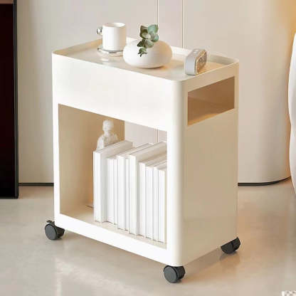 Nordic Iron 2-Tier Rectangular End Table with Casters — Without Wheels / Black