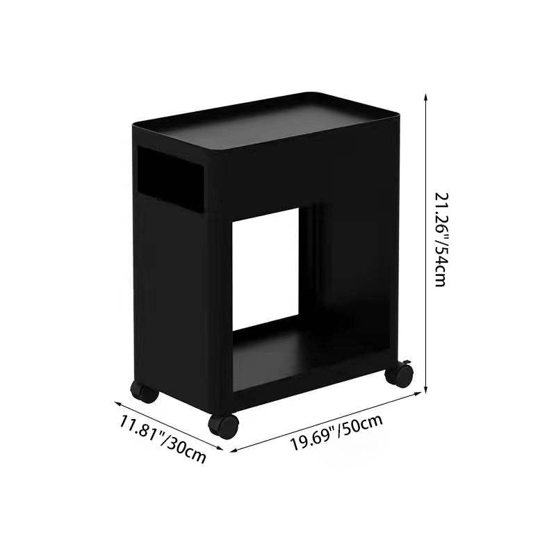 Nordic Iron 2-Tier Rectangular End Table with Casters