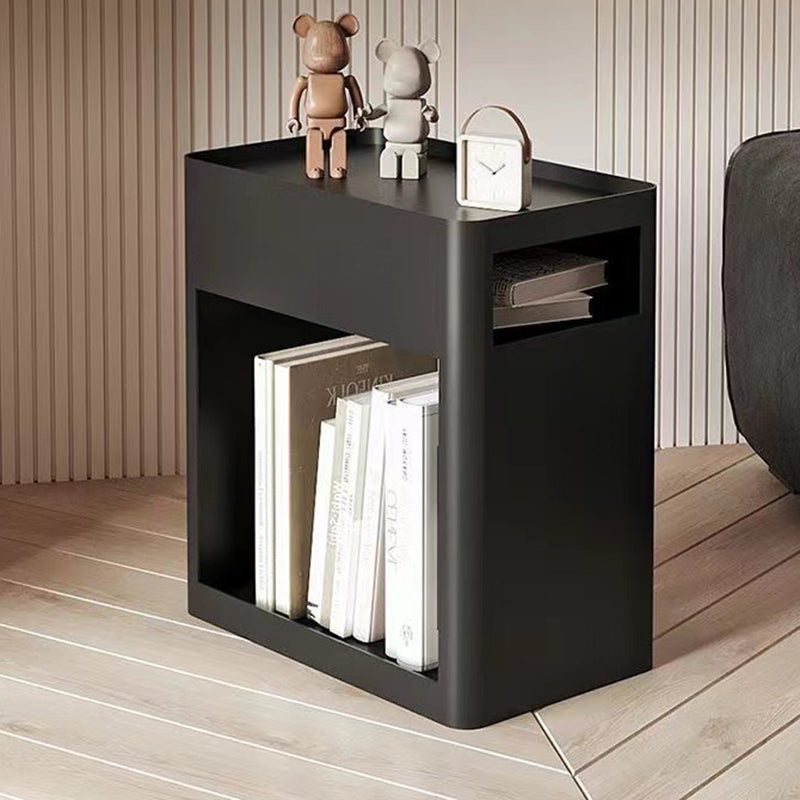 Nordic Iron 2-Tier Rectangular End Table with Casters — With Wheels / White