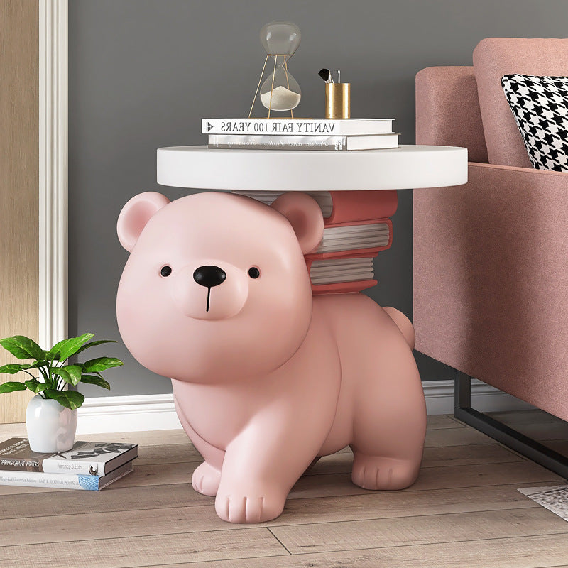 Contemporary Fir Board Bear Resin Side Table