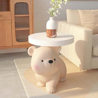 Contemporary Fir Board Bear Resin Side Table