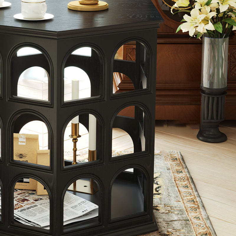 Retro Hexagonal Wood Hollow End Table