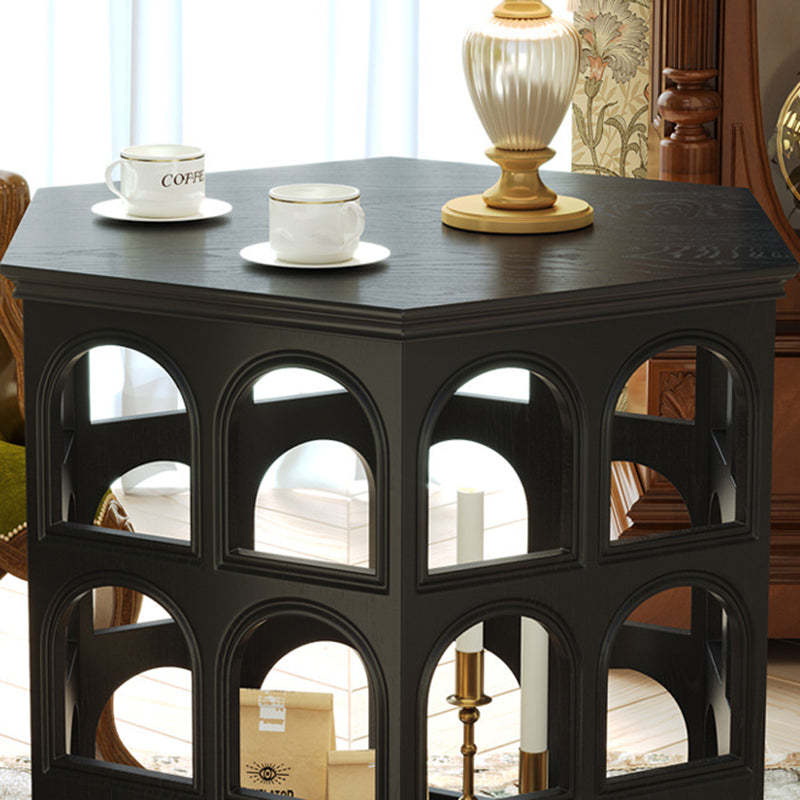 Retro Hexagonal Wood Hollow End Table
