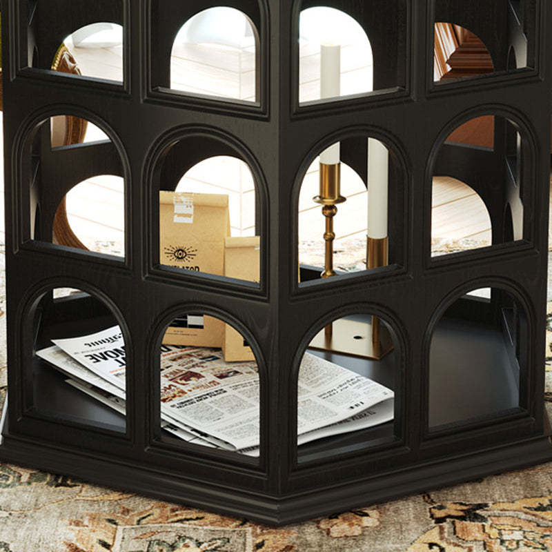 Retro Hexagonal Wood Hollow End Table