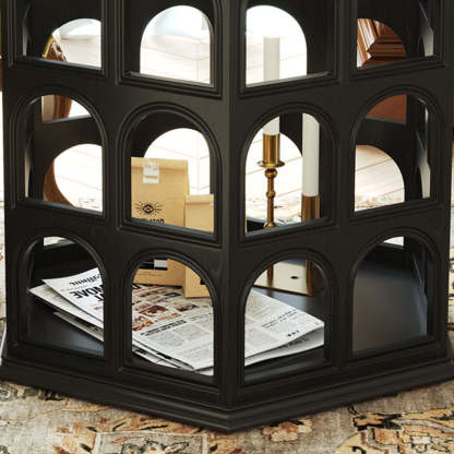 Retro Hexagonal Wood Hollow End Table