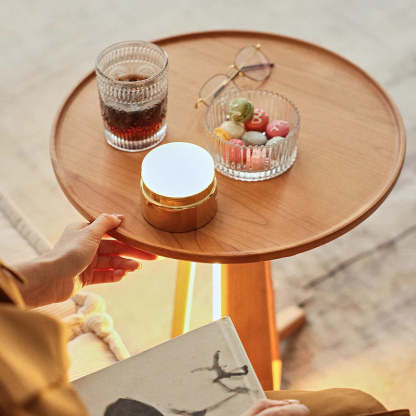 Japanese Geometric Circle Wood Coffee Table