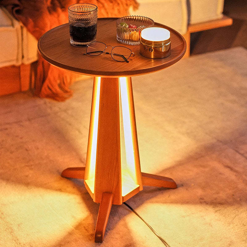 Japanese Geometric Circle Wood Coffee Table