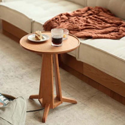 Japanese Geometric Circle Wood Coffee Table