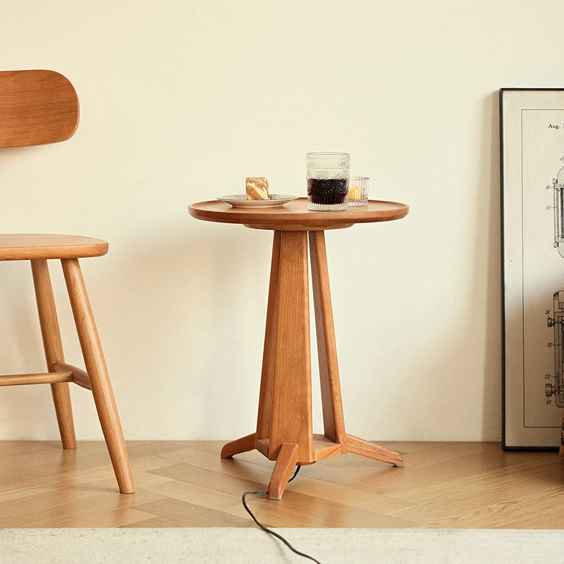 Japanese Geometric Circle Wood Coffee Table
