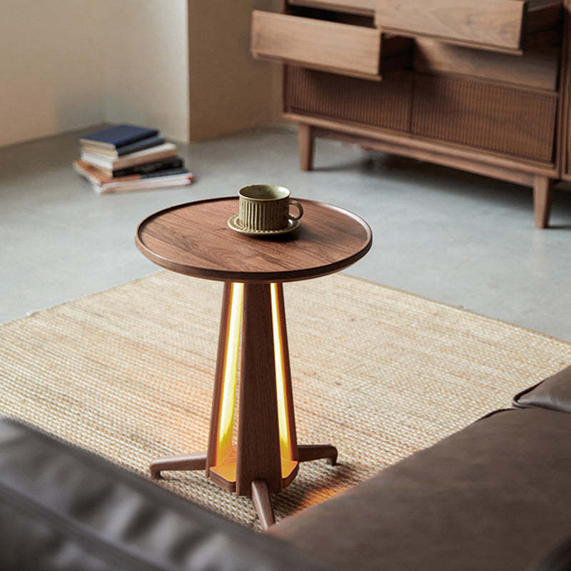 Japanese Geometric Circle Wood Coffee Table