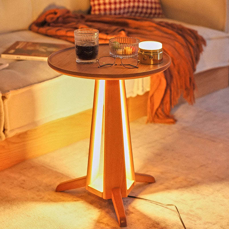 Japanese Geometric Circle Wood Coffee Table