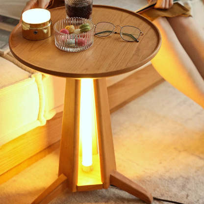 Japanese Geometric Circle Wood Coffee Table