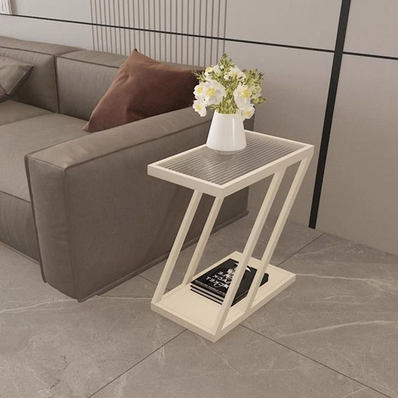 Contemporary Tempered Glass 2-Tier Nightstand