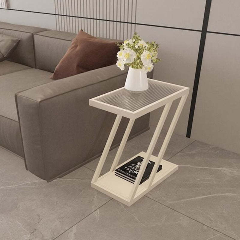 Contemporary Tempered Glass 2-Tier Nightstand