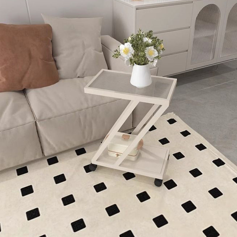 Contemporary Tempered Glass 2-Tier Nightstand