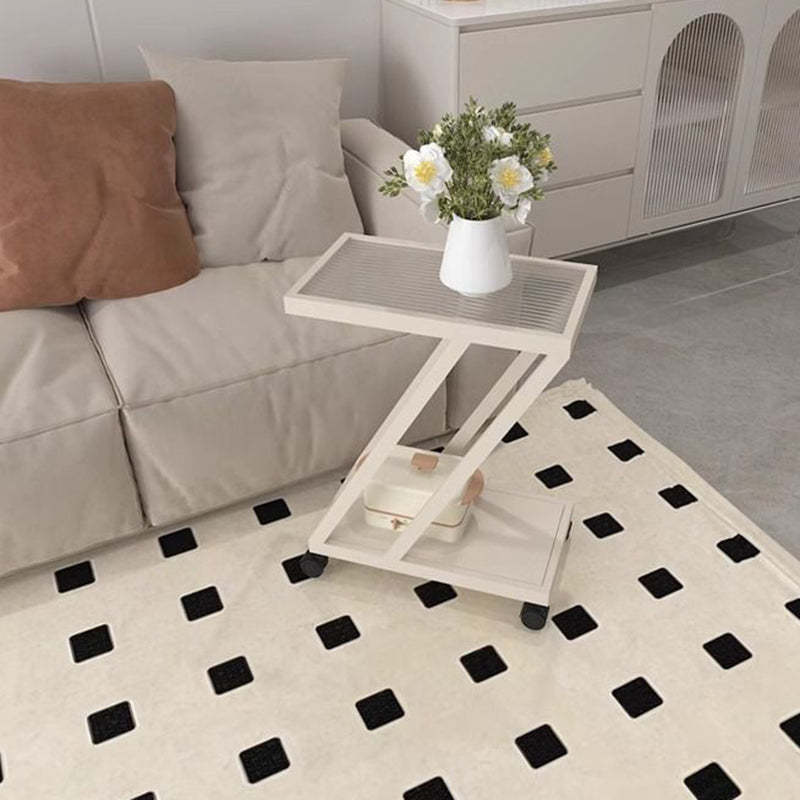 Contemporary Tempered Glass 2-Tier Nightstand