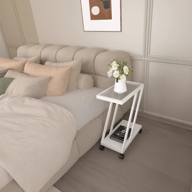 Contemporary Tempered Glass 2-Tier Nightstand