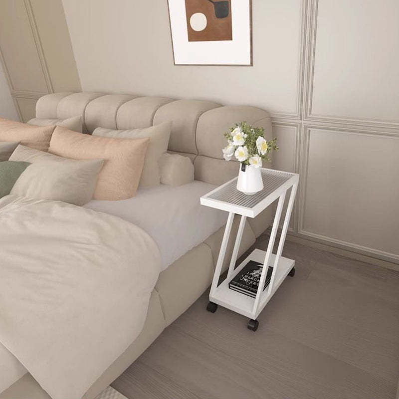 Contemporary Tempered Glass 2-Tier Nightstand