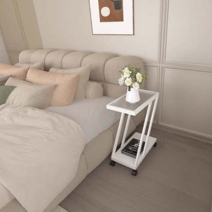Contemporary Tempered Glass 2-Tier Nightstand