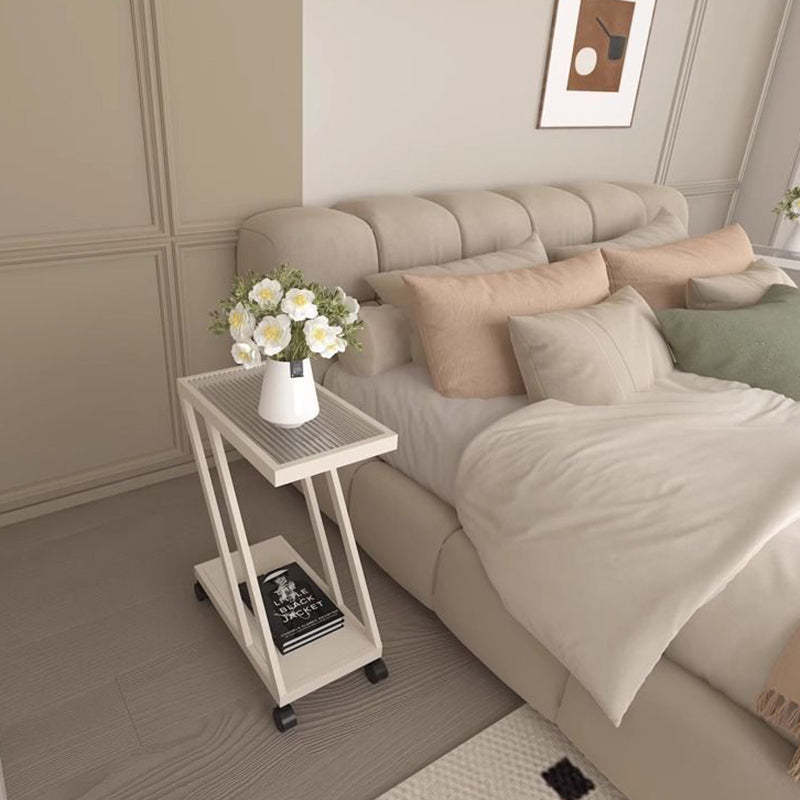 Contemporary Tempered Glass 2-Tier Nightstand